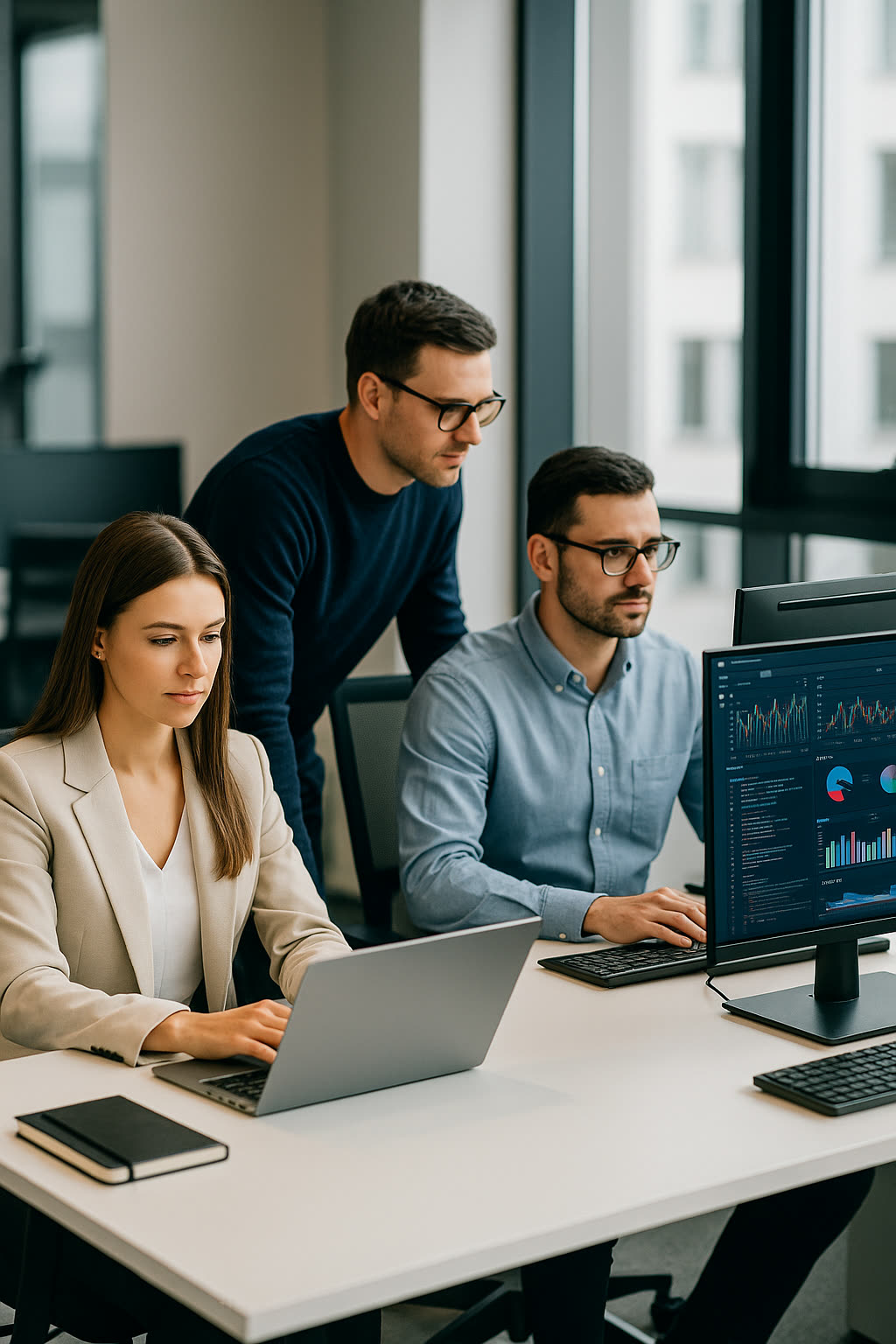 Professional team working in a modern office on automation solutions