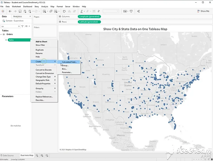 Show City & State Data on One Tableau Map - step 3 screenshot