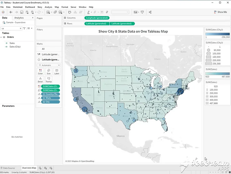Show City & State Data on One Tableau Map - step 1 screenshot
